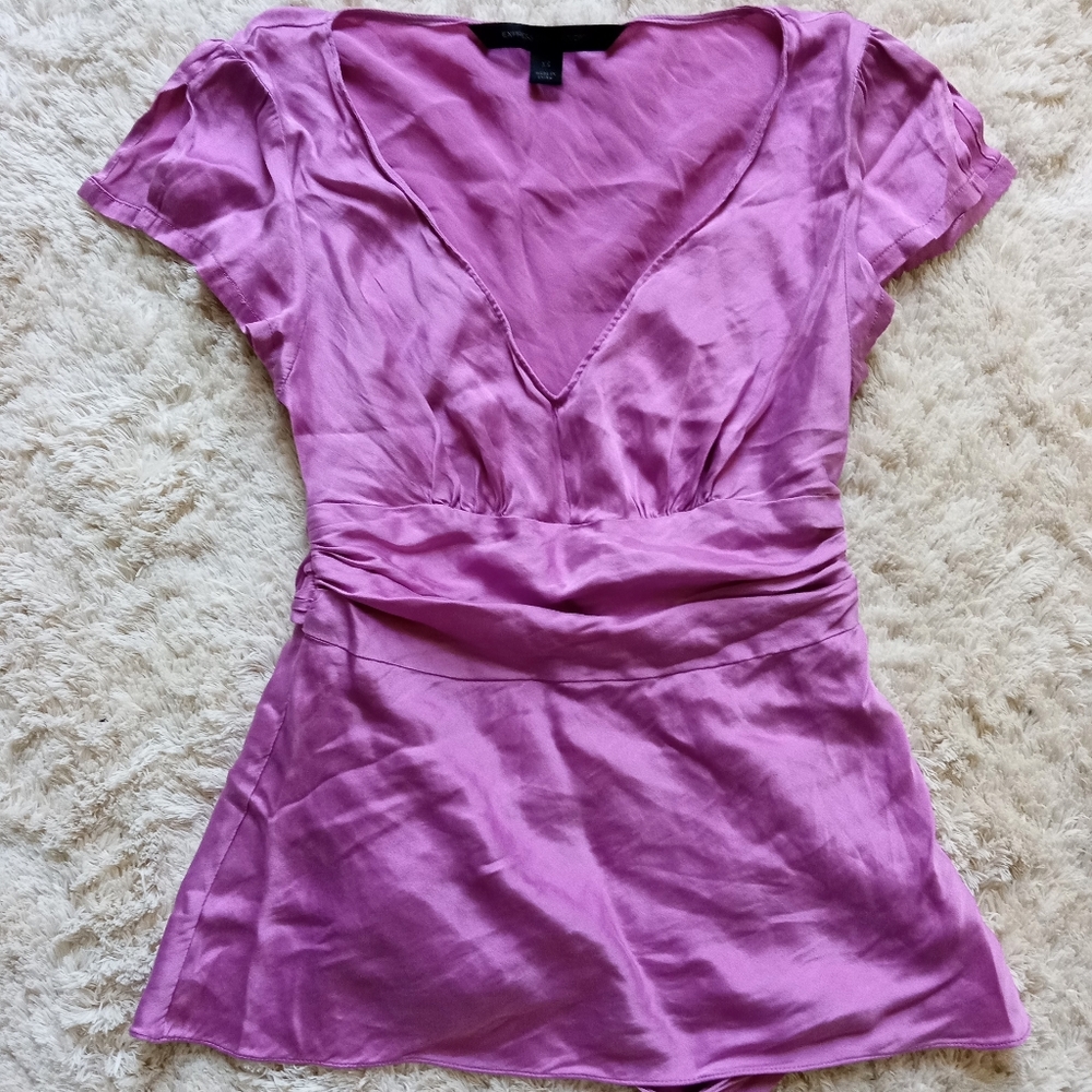 Express design studio silk fuchia purple top